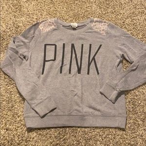 Gray and cheetah print crew neck from PINK